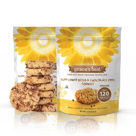 Grace’s Best Cookies - Sweet and Crunchy Small Snack Made With Natural, Quality Ingredients - Sunflower Seeds and Chocolate Chips – Pack of 2 (12oz)