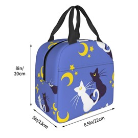 Sailor Moon Moon Kitties Lunch Bag for Women & Men, Insulated Lunch Box Cooler Tote Bags, Adult Reusable Lunch Boxes with Water Resistant for Work, Travel and Picnic