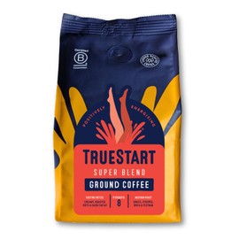 TrueStart Ground Coffee 200g, Super Blend - Ground Coffee for Cafetiere V60 Aeropress, Single Origin Arabica Coffee Beans, Freshly Hand Roasted Speciality Grade, Medium Roast