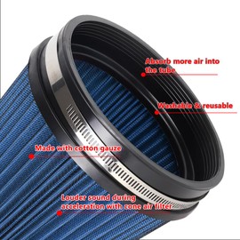 MUGE RACING 6" 152 mm High Flow Inlet Air Filter, Air Intake Cone Filter Replacement Performance Washable Clamp-On Dry, 8'' Tall(Blue)