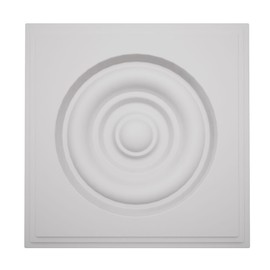 5 1/2"W x 5 1/2"H x 1 1/8"P Americraft Solid Paint Grade Wood Square Rosette with Center Bullseye with Decorative Edge, Primed Pine