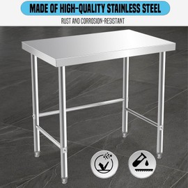 GAOMON Stainless Steel Table for Prep & Work, 60"x24" Heavy Duty Work Table with Open Base for Commercial Restaurant Home Hotel