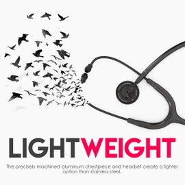 MDF Acoustica Lightweight Stethoscope for Doctors Nurses Students Home Health Adult Dual Head Pastel Purple Tube Pink Alloy Chestpiece Headset MDF747XPPA07