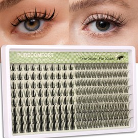 Himirell 160 Pcs Lash Clusters Extensions Kit - Manga - Natural Wispy Faux Mink Individual Eye Lash 10-18mm Clusters with D Curl Fluffy Wispy Lash Clusters for Lash Extension at Home
