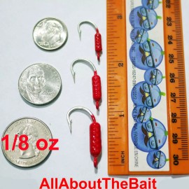 AllAboutTheBait 50 pack - 1/8 oz - RED - Yellowtail Snapper Jigs - Mustad Saltwater Hook
