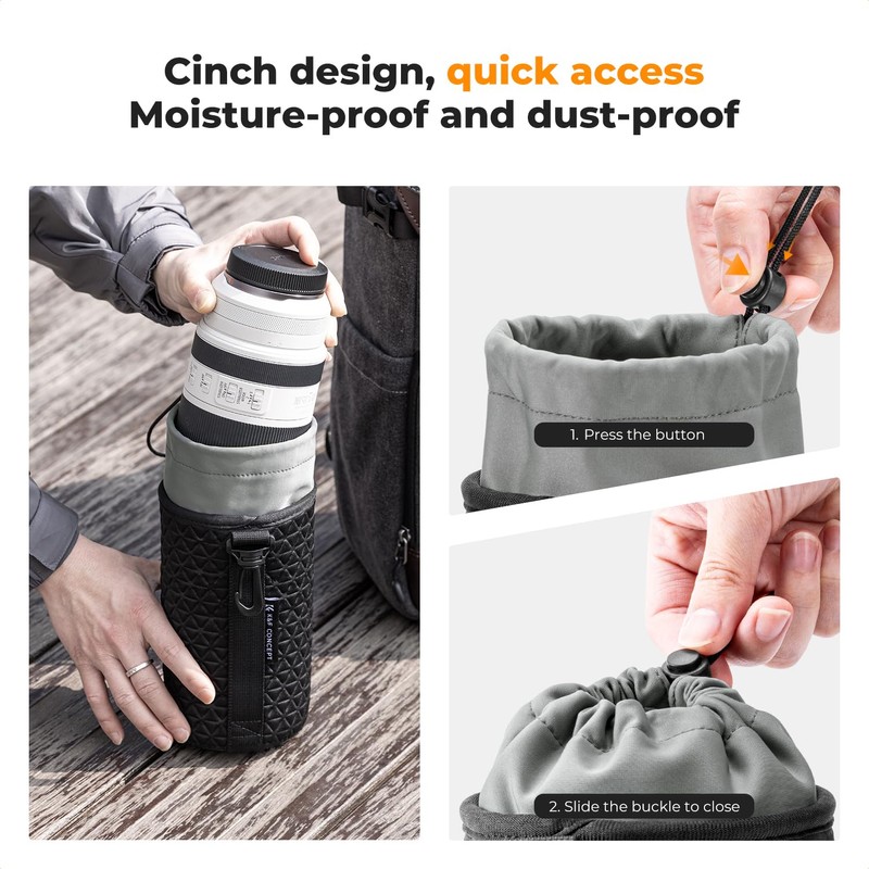 K&F Concept 4 Sizes Soft Drawstring Lens Pouch for Canon
