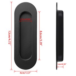 IGNPION 2pcs Stainless Steel Sliding Door Flush Handle Oval Recessed Finger Pull Handles for Door, Cabinet or Drawer (Black)