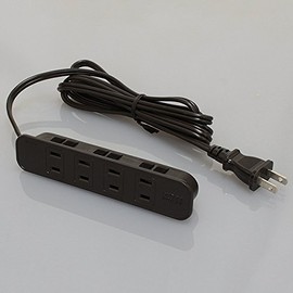 Noah NC1517 Furniture Outlet for Furniture, 4 Outlet Outlets, Black, VFF Cord, 6.7 ft (1.9 m), One-touch Type, Up to 1500W, Black