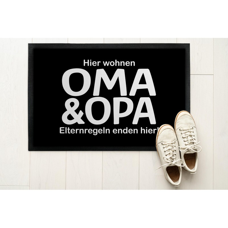 True Statements Doormat "Hier wohnen Oma & Opa - Elternregeln