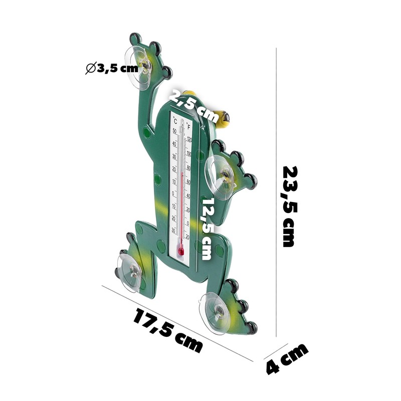 KADAX Frog Thermometer, Thermometer with Suction Cups, Weatherproof Window Thermometer