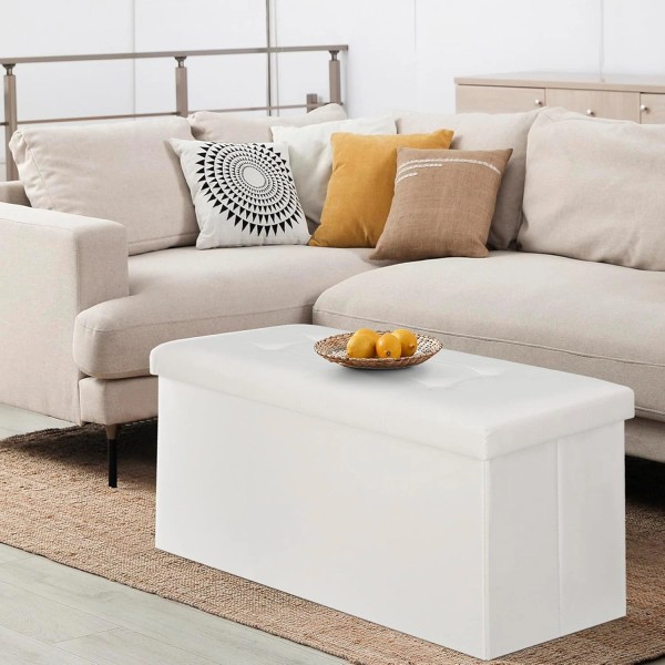 Does not apply 30 Inches Folding Storage Ottoman Bench, Faux