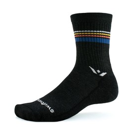 Swiftwick- PURSUIT HIKE SIX Lightweight Hiking Socks, Merino Wool (Sunset Stripe, Small)