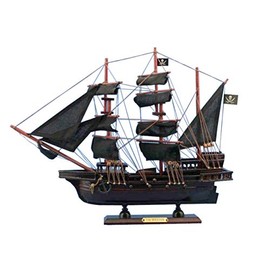 Hampton Nautical Wooden Calico Jack The William Model Pirate Ship, 20"