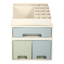 ROSELIFE Stationery Organizer Box, Cosmetic Storage Box, Pen/Pencil, Remote Control, Office Supplies, Business Card Holder, Free Combination, [TBD-04] w/ 3 Drawers + 16 Slots