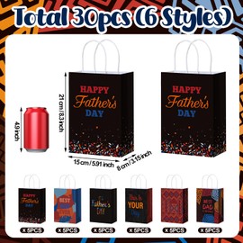 Moinchore 30 Pack African American Father's Day Gift Bags Assortment with Handle Colorful Father's Day Gift Paper Goody Treat Wrapping Bags for Black Dad Birthdays Party Decorations Supplies
