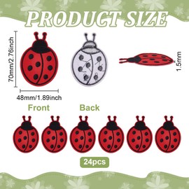 FINGERINSPIRE 24 Stück Marienkäfer Aufnäher Zum Aufbügeln 70x48mm Kleine Marienkäfer Bestickte Applikationen DIY Aufnäher Zum Aufbügeln/Aufnähen Tier Design Für Rucksäcke Hüte Schuhe Jeans Dekoration