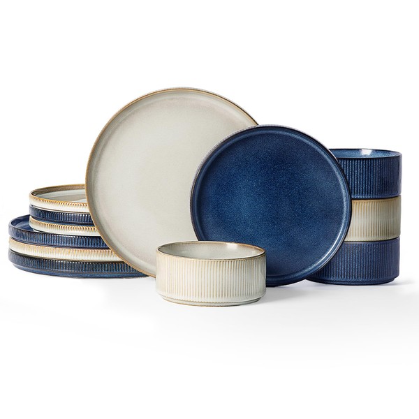 Famiware Star Dinnerware Set, Plates and Bowls Sets for 4