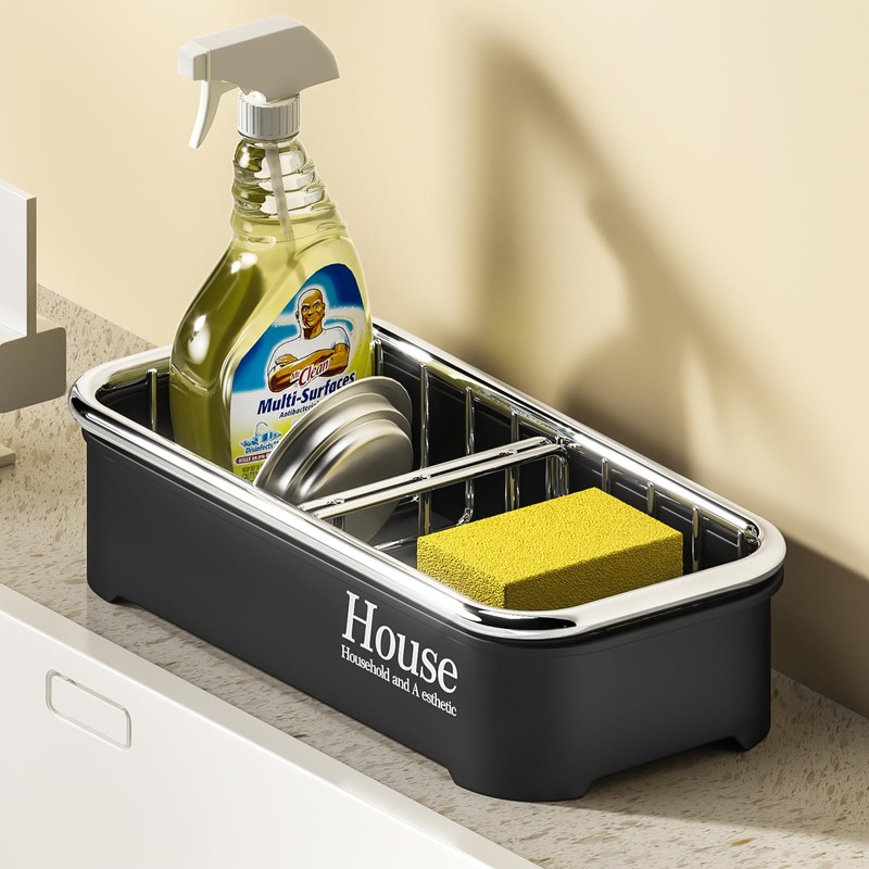MENGCOOL Sink Caddy, Kitchen Sink Caddy Organiser Sink Sponge Holder