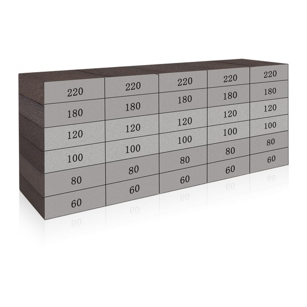 Mixilor 30 Pcs Sanding Sponge, 60/80/100/120/180/220 Grits Sanding Blocks, Washable