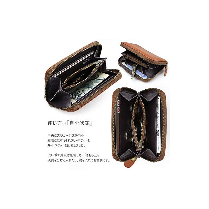 GROOVEGEAR ggs-1003 Round Zipper Coin Case, Small Wallet, Leather, Coin
