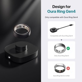 Compatible with Oura Ring Gen 4 Charger - Size 12 - Fast and Safe Charging Dock with USB-C Cable - Essential for Oura Ring 4 Users（Black）