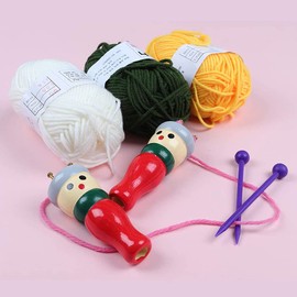 Eeghurt French Knitter 2 Pack, Wooden Knitting Dolly Set Spool Knitting Doll Knitting Loom Toy for Making Bracelets, Etc