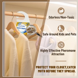 Pestoptek Clothing Moth Trap with Pheromone Attractant 16 Pack, Easy to use Clothes Moth Treatment, Odorless/Non-Toxic Strong Sticky Strips for Closet and Carpet
