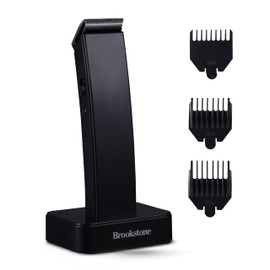 Brookstone - Cordless Hair Trimmer with Charging Base, Precision Grooming for Hair, Beard & Body with Adjustable Guide Combs