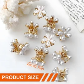 10 Stück Mini-Perlen-Haarspangen, Mini-Blumenklauen-Clips, Metallclips, dekorativer Haarschmuck für Damen, Mädchen, Geburtstagsfeier, Hochzeiten (6)