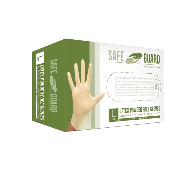 Safeguard unisex adult Latex Gloves, Box, Medium ,100 Count (Pack of 1)