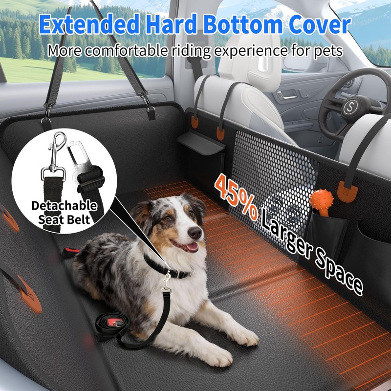 Back Seat Extender for Dogs, Heavy-Duty Hard Bottom Backseat Cover,