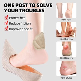 Heel Grips Cushions Inserts,Heel Pads for Loose Shoe Too Big Men Women, Improved Shoe Fit and Comfort, Prevent Heel Slipping, Rubbing, Blisters, Foot Pain. (4 Pair Black)