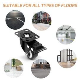 LWMTT 4 Furniture Castors 40 mm Heavy Duty Castors with Brakes 360° Wheels for Furniture 4 Pieces up to 200 kg Quiet Transport Wheels with Screws and Washers for Furniture Transport Table Cabinet