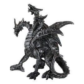Ebros Ancient Legendary Three Headed Dragon Hydra Roaring Statue 8" Tall Dungeons Dragons Legends and Fantasy Decor Sculpture Medieval Renaissance Figurine Collectible (Gothic Silver)