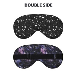 Purple Black Star Pagan Outer Space Galaxy Constellation Double-Sided Silk Sleep Eye Mask for Unisex Men Women, Comfortable Super Soft Eye Mask with Adjustable Strap£¬Light Blocking Night Blindfold
