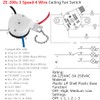 with 4 Pre-Installed Wires Ceiling Fan Switch, 3 Speed Fan