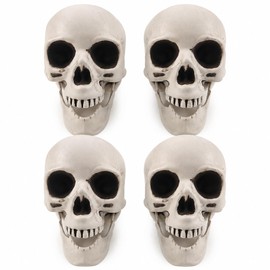 4 Pcs 5in Plastic Skulls Halloween Skeleton Cobweb 20 Spiders