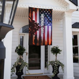 Memorial Day Patriotic House Flag 3x5 FT 4th of July Independence Day Large Banner Veteran USA flag Polyester Double Sided Mirror Printing Yard Outdoor Flag For Lawn Patio Yard Garden Home Outdoor Decor -13258