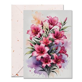 DORADUBO Blank Inside Greeting Card with Envelope for All Occasions, 5x7 Inch Elegant Watercolor Lily Card – Birthday, Sympathy, Thank You - Single Card