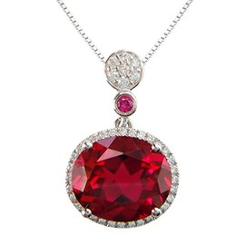 Navachi 925 Sterling Silver 18k White Gold Plated 5.1ct Oval Ruby Az9061p Necklace Pendant 18"