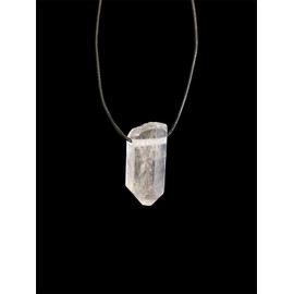 Gemstone Rock Crystal Lace Pendant Necklace Lace Shape Very Clear with Leather Cord, Stone