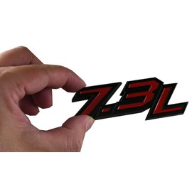 2Pcs 7.3L Emblems 3D Power Stroke Turbo Side Badge Nameplate Decal Stickers Logo (Red)