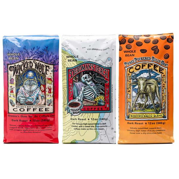 Raven's Brew Whole Bean Coffee Variety Pack - 3 Delicious