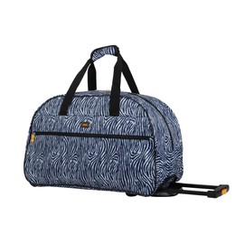 LUCAS Designer Carry On Luggage Collection - Lightweight Pattern 22 Inch Duffel Bag- Weekender Overnight Business Travel Suitcase with 2- Rolling Spinner Wheels (ZEBRA BLACK, 22in)