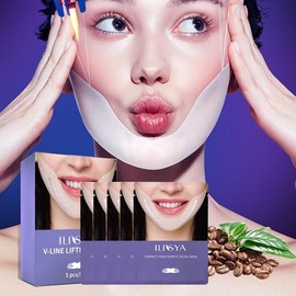 V-shaped Coffee Extract Face Mask, 5 Counts/box Moisturizing Face Mask, Face Lifting Mask, Skin Care Product for Women & Girls