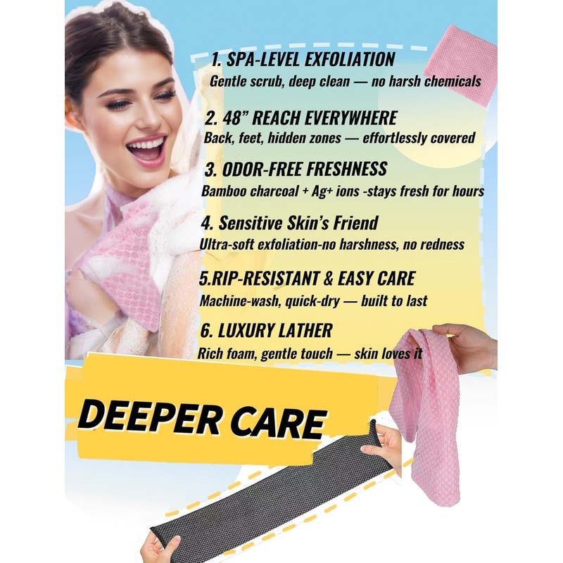HASTHIP MAYCREATE® Toalla Exfoliante para Hombre 25x100cm, Paño Corporal para