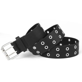 RUILAIBO Studded Grommet Belt with Metal Punk Rock Rivets for Women Men and Girls Cosplay Emo Goth Belt Accessory