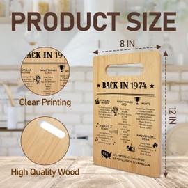 Birthday Gifts For Women Men, 50th Birthday Ideas, Back in 1974 Bamboo Cutting Board, Anniversary Christmas Birthday Gifts For Family Friend, Birthday Party Decorations Favors -26
