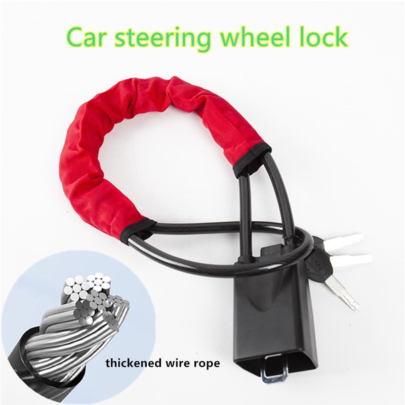 Car Steering Wheel Lock, Thick Cable Handlebar Lock, Universal Burglar