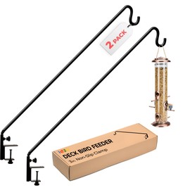 Idzo Deck Hook for Bird Feeder, 43in Deck Bird Feeder, Plant Hanger for Railing, 3in Non-Slip Clamp